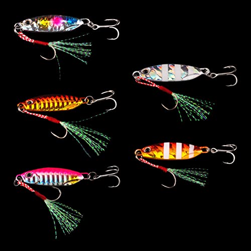 Zasjon Kits de Señuelos 5 Piezas para Pescar Lubina Set Cebo Artificial Luminoso