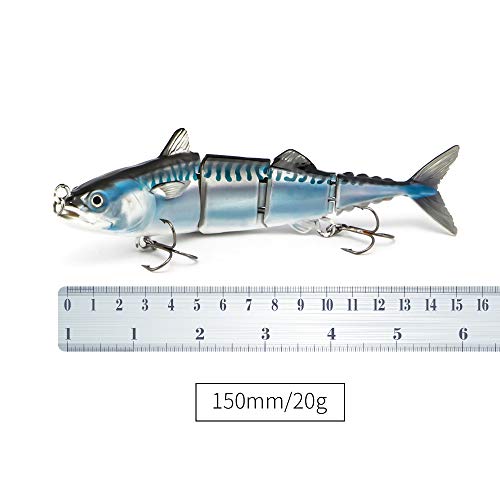 ODS - Señuelo de pesca de atún de 4 segmentos articulado Swimbait con ganchos agudos para hundimiento de agua dulce y agua salada (kit 1)