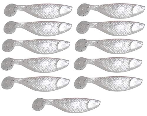 SANDAFISHING Relax Kopyto - Juego de 11 peces de goma Aqua de 3 pulgadas, 8 cm, lucioperca, perca, cebo de pesca de goma, pescado, pez depredador, pesca artificial, efecto UV parcial (031 perl brillo)
