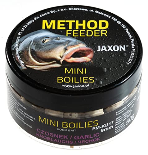 Jaxon Boilies 9 mm 50 g para Method Feeder método pesca de carpas, alimento básico (ajo/FM-KB17)