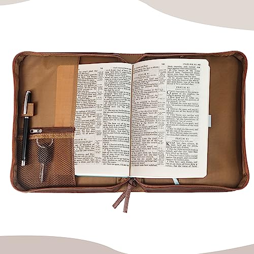 GraduatePro Cubierta de Biblia, Antiguo Bolsa de Biblia de Tamaño Completo con asa y Cremallera, Adecuado para Hombres, Mujeres y Niños - Cruz